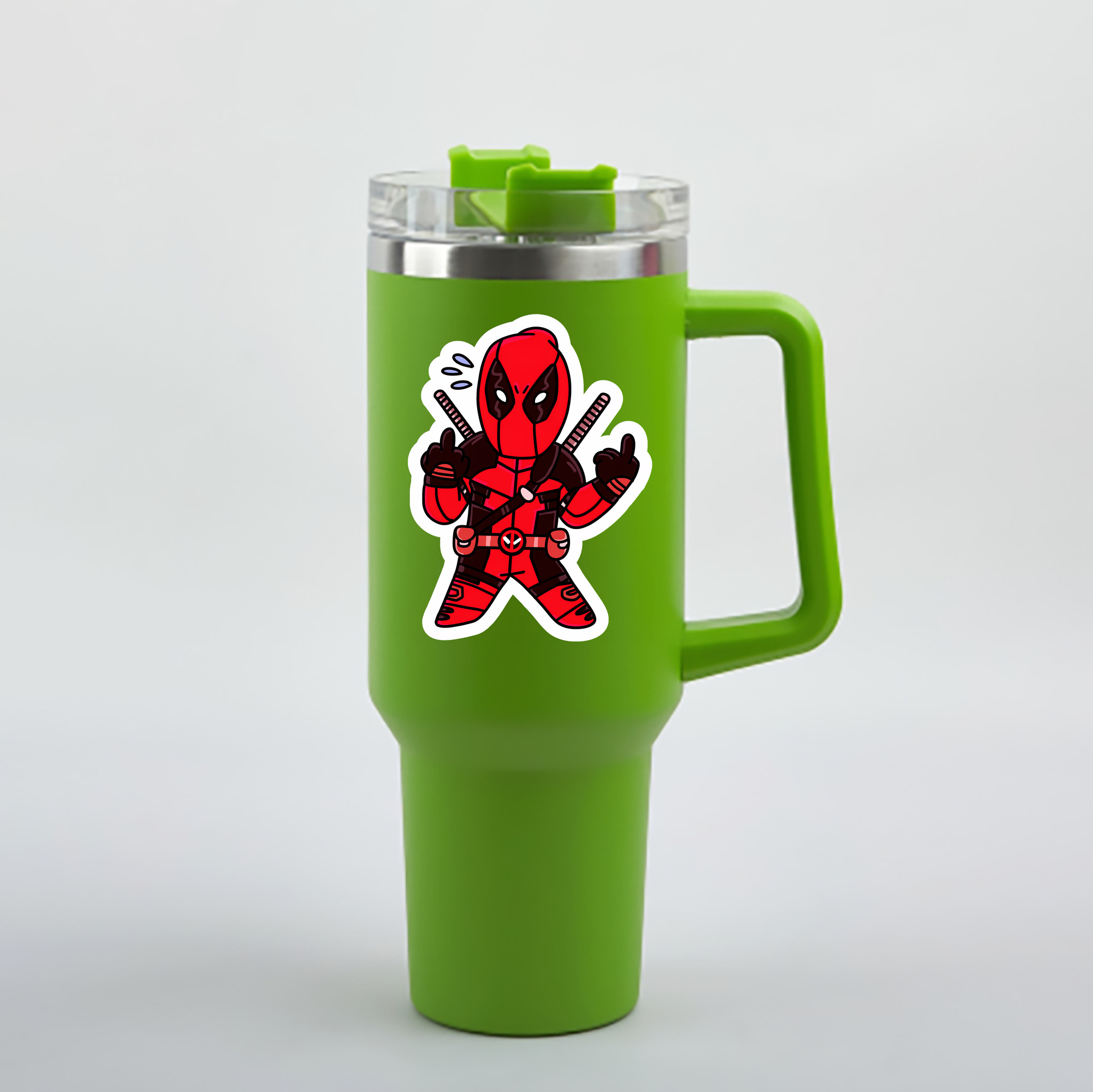 （画像用） Deadpool デッドプール 1200mL車用タンブラー - クリスタルステッカー（プラスチックストロー付き）